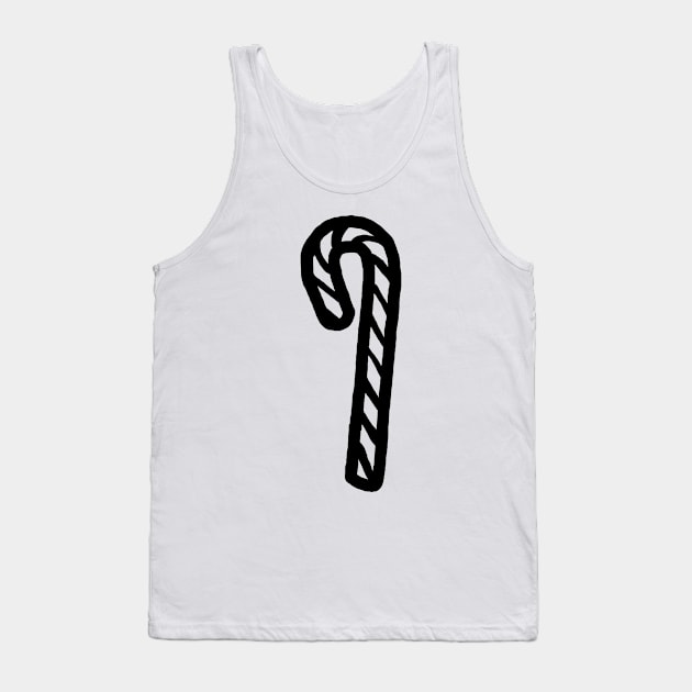 One Candy Cane For Christmas Outline Tank Top by ellenhenryart